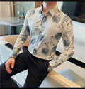 Men 's Korean Style  Business Floral Shirt