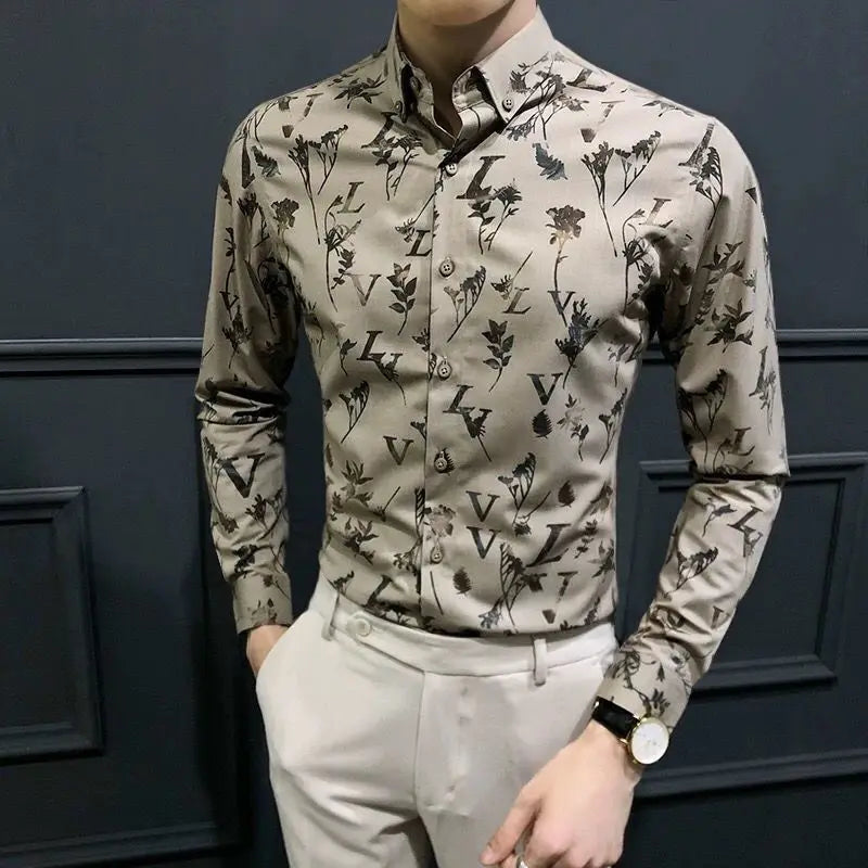 Men latest Long Sleeved  Floral Shirt