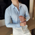 Elegant  striped long-sleeved men's slim fit business shirt