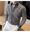 Men High-quality Long Sleeved Striped Shirts