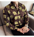 Men's Latest  Fashionable  Long-Sleeved Floral Shirt