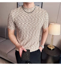 Camouflage T-shirt Men's Summer Half High Collar Slim Fit Short Sleeved Fashion