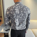 Men's Long-Sleeved  Floral Shirt with Elegant Pattern Design. Slim Fit for Casual & Business Occasions