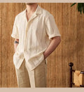 Men 's  Short-sleeved Shirt  Gentleman's Outfit Light  color