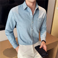 Men's 90% Cotton Denim Shirt – Classic Collar & Button-Up Design