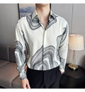 Men 's printed Floral long sleeved shirt