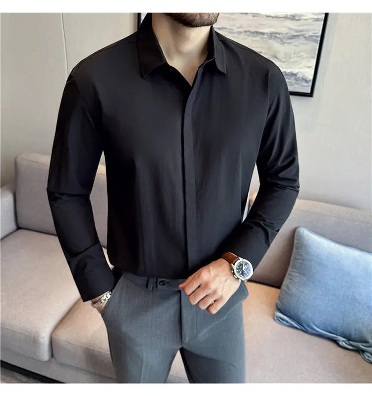 Cotton Men's Long - Sleeved Dress Shirt