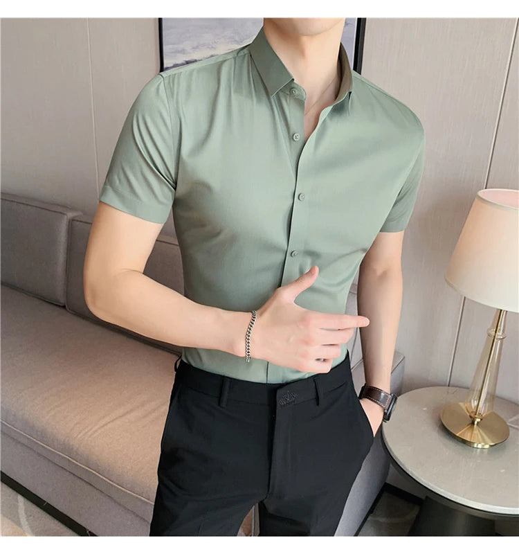 Latest 2025  Men's  Short Sleeved Casual Business shirt