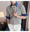 Men High-quality Long Sleeved Striped Shirts