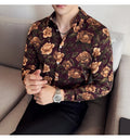 Men's Latest  Fashionable  Long-Sleeved Floral Shirt