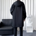 Fashionable Men's overcoat, high-quality hooded jacket, windproof, warm,
