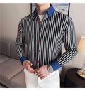Men High-quality Long Sleeved Striped Shirts