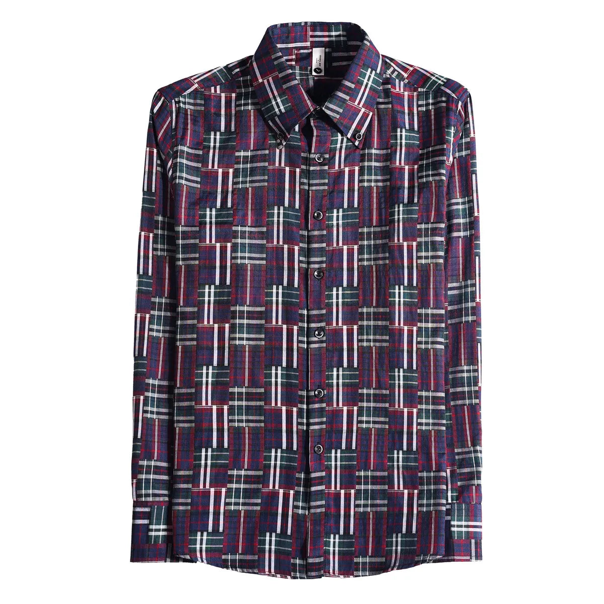 Men's Slim Fit Long-Sleeved Elastic Retro Shirt