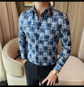 Men's Slim Fit Long-Sleeved Elastic Retro Shirt