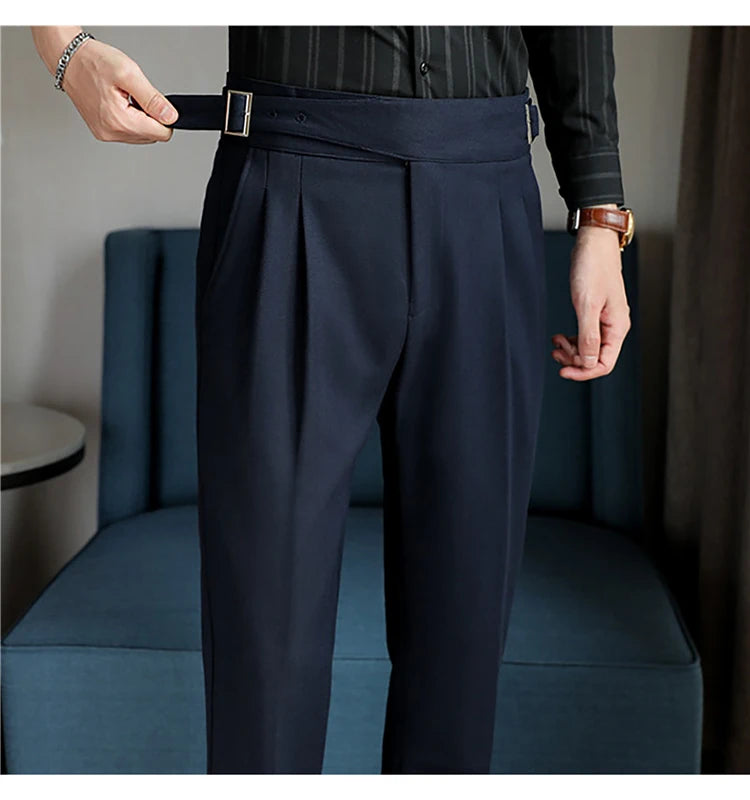 Luxury Men's Slim High-Rise Formal Pants