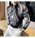 Men 's printed Floral long sleeved shirt