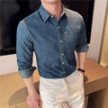 Men's 90% Cotton Denim Shirt – Classic Collar & Button-Up Design