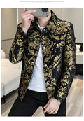 Men's Luxury Gold Jacquard Jacket for  Autumn Winter Season
