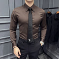 Men 's casual business office long sleeved shirt