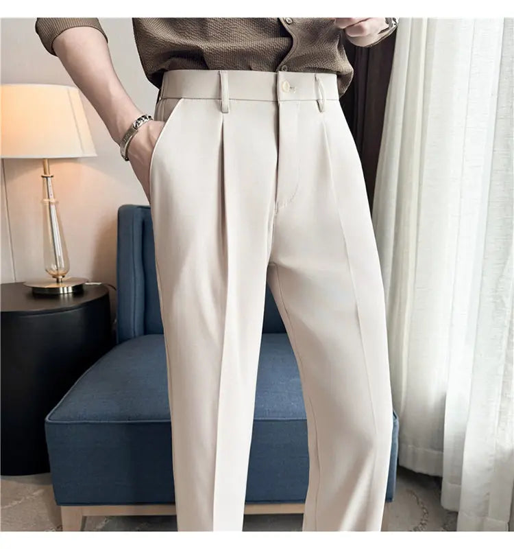 Men'S  Casual Pants Elastic  Business Suit Pants .It is worn in Office or Wedding Functions
