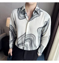 Men 's printed Floral long sleeved shirt