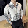 Men 's printed Floral long sleeved shirt