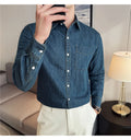 Men's 90% Cotton Denim Shirt – Classic Collar & Button-Up Design