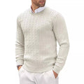 Men's All-Season Cable Knit Pullover Sweater with Rope Twist Pattern