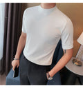 Turtleneck  Korean Luxury Clothing Short Sleeve T Shirt For Men