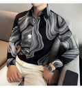 Men 's printed Floral long sleeved shirt