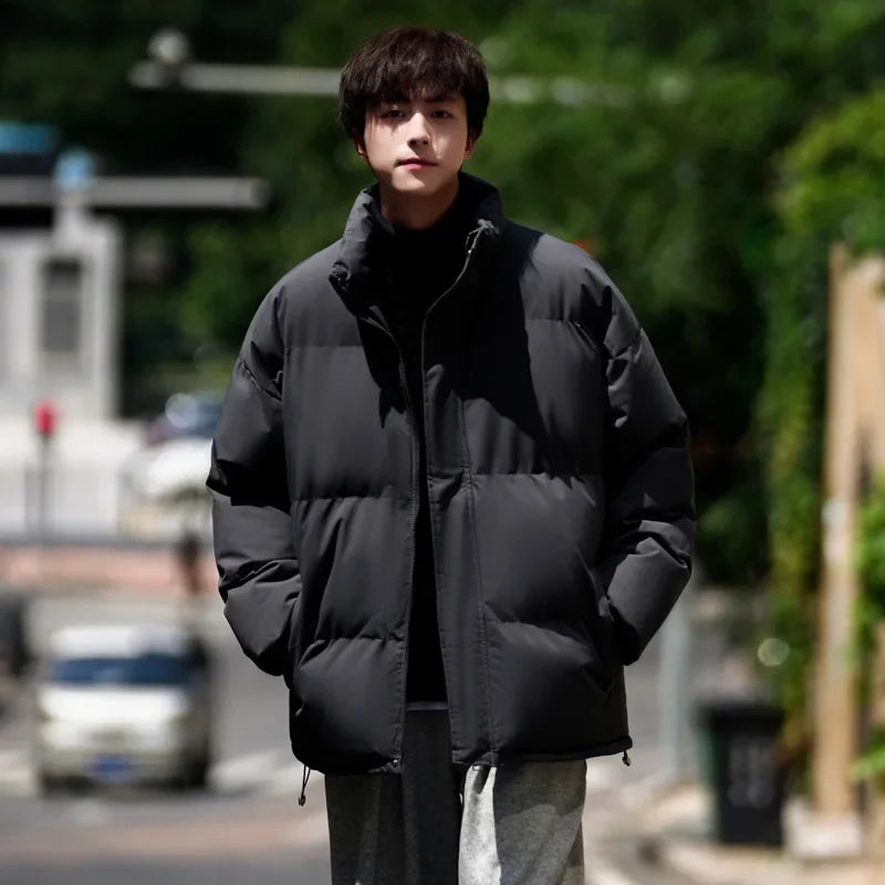 Winter 2025 New Fashion Coats. Men's unique  Basic Stand Collar Loose Down Quilted Jackets