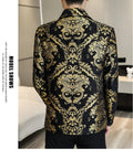 Men's Luxury Gold Jacquard Jacket for  Autumn Winter Season