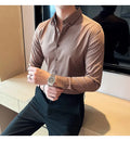 British Style Striped  Men' s Long Sleeve  Shirt