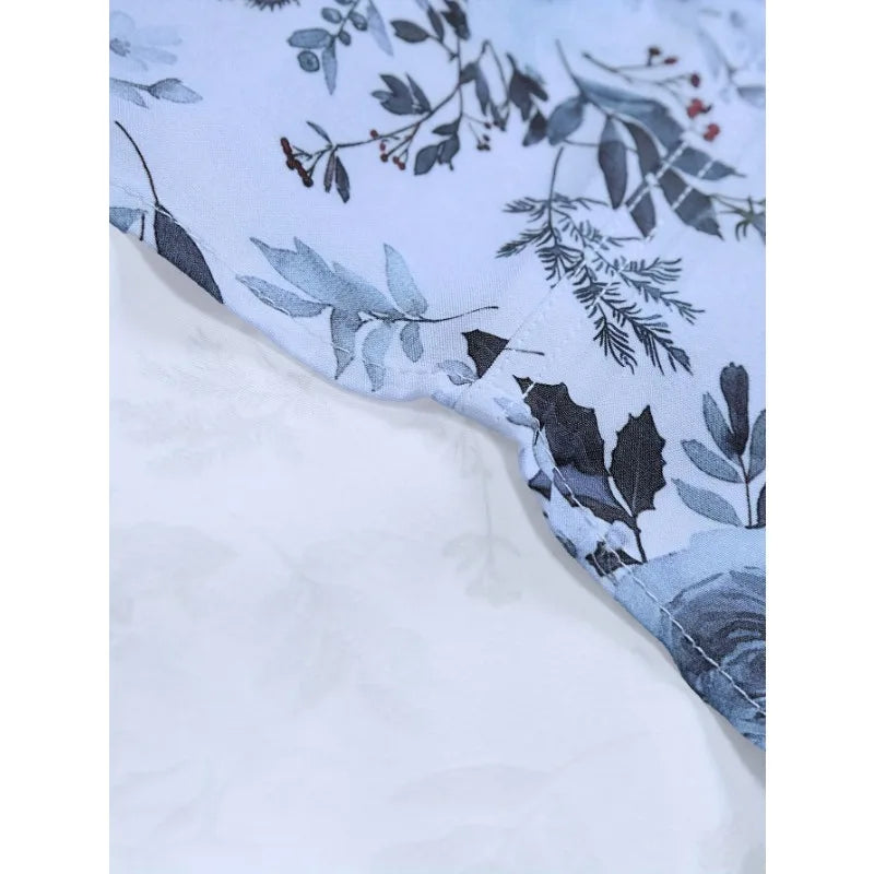 Men Hawaiian  Floral Printed Long Sleeve  Elastic Male Shirt