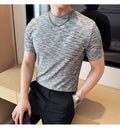 Camouflage T-shirt Men's Summer Half High Collar Slim Fit Short Sleeved Fashion