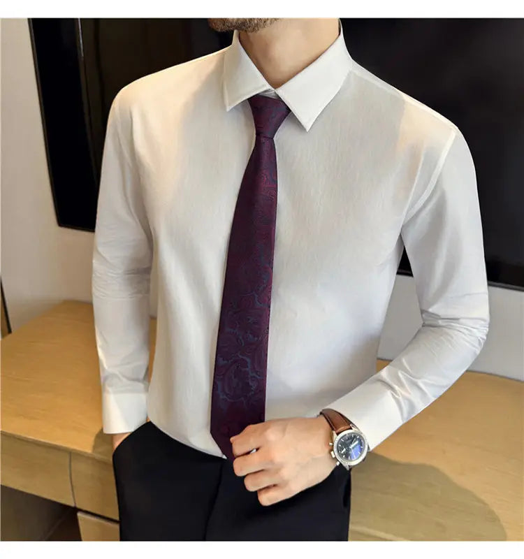 Cotton Men's Long - Sleeved Dress Shirt