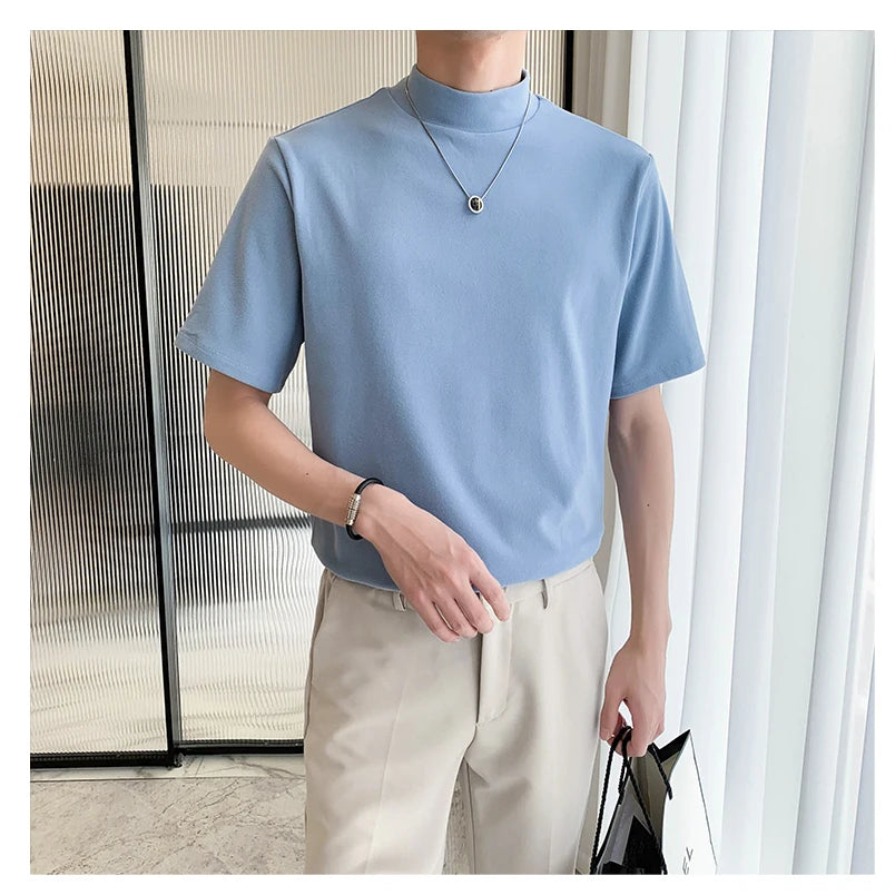 Men's Solid Turtleneck Slim Fit T shirt
