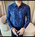 Men's Long-Sleeved  Floral Shirt with Elegant Pattern Design. Slim Fit for Casual & Business Occasions
