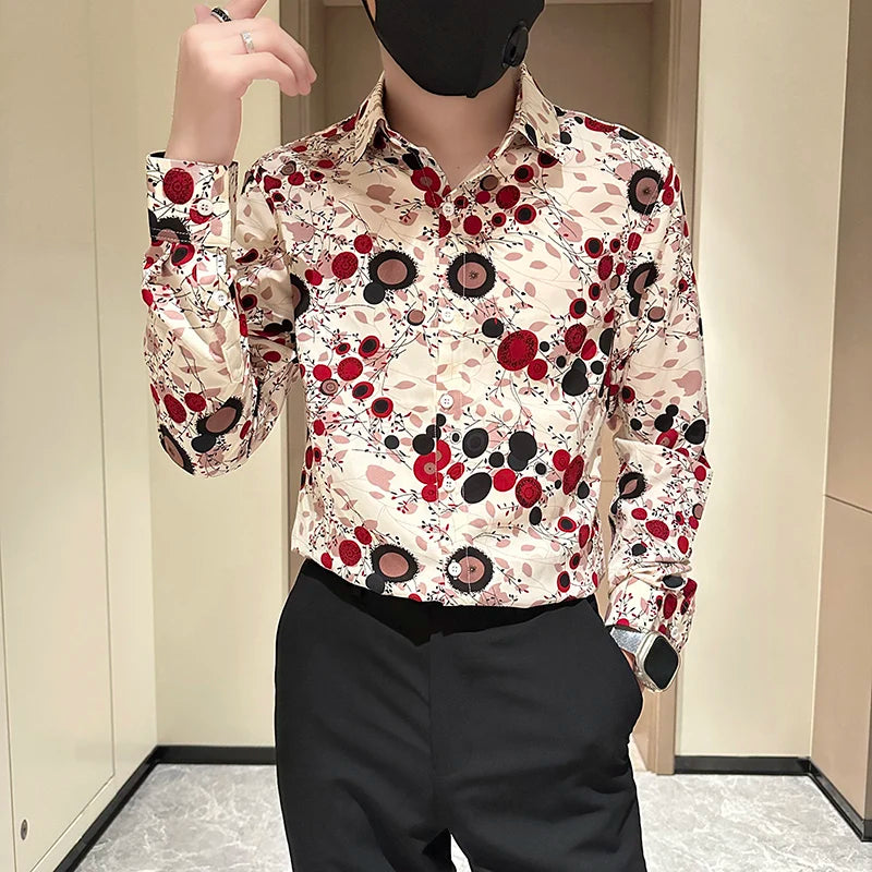 Hot Selling Long Sleeve Flower Shirt for Men
