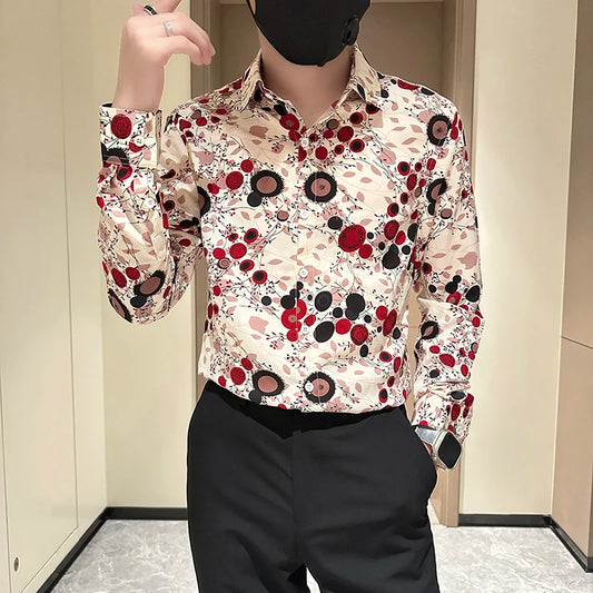 Hot Selling Long Sleeve Flower Shirt for Men