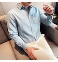 Men's 90% Cotton Denim Shirt – Classic Collar & Button-Up Design