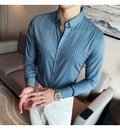 British Style Striped  Men' s Long Sleeve  Shirt