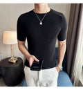 Men's Business Casual Slim Fit Silk Short Sleeve T Shirt