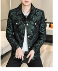 Men's Luxury Gold Jacquard Jacket for  Autumn Winter Season