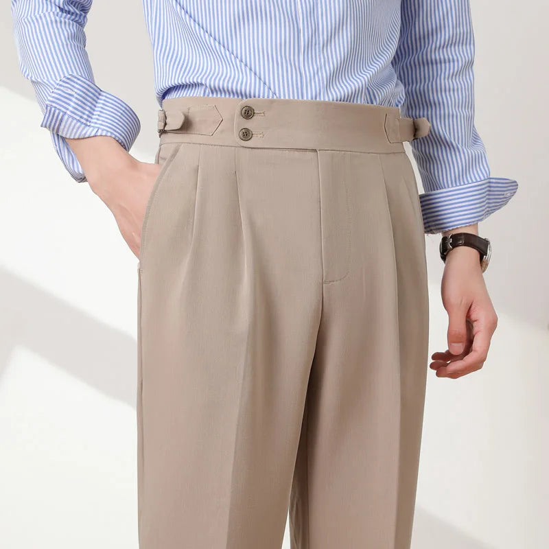 High Quality Men High Waist Suit Pants