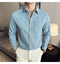 Men's 90% Cotton Denim Shirt – Classic Collar & Button-Up Design