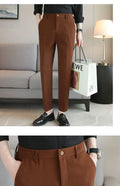 Smart  Casual  Men Buisness  Solid Color Suit Pants   Streetwear Fashion
