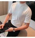Turtleneck  Korean Luxury Clothing Short Sleeve T Shirt For Men