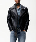 Men's  Fashionable  Zipper Leather Biker Jacket