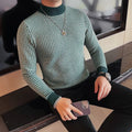 Alluring Half High Collar Checkered Knit Sweater  for Men